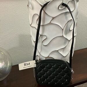 Rebecca Minkoff Black Quilted Crossbody Bag with Silver Accents